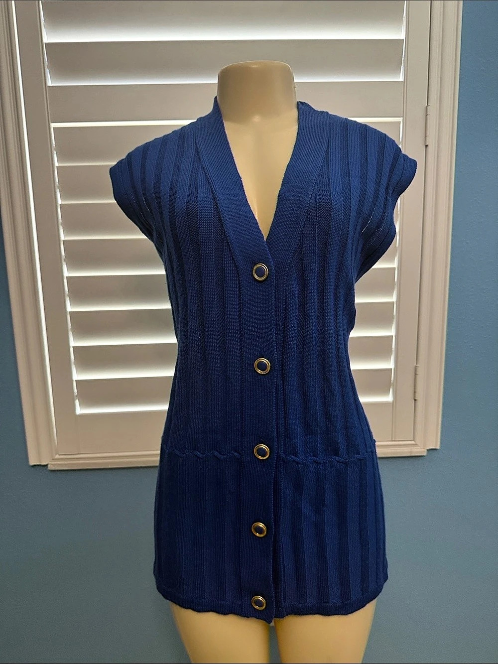 Vintage Blue Button-Front Cardigan Size Large